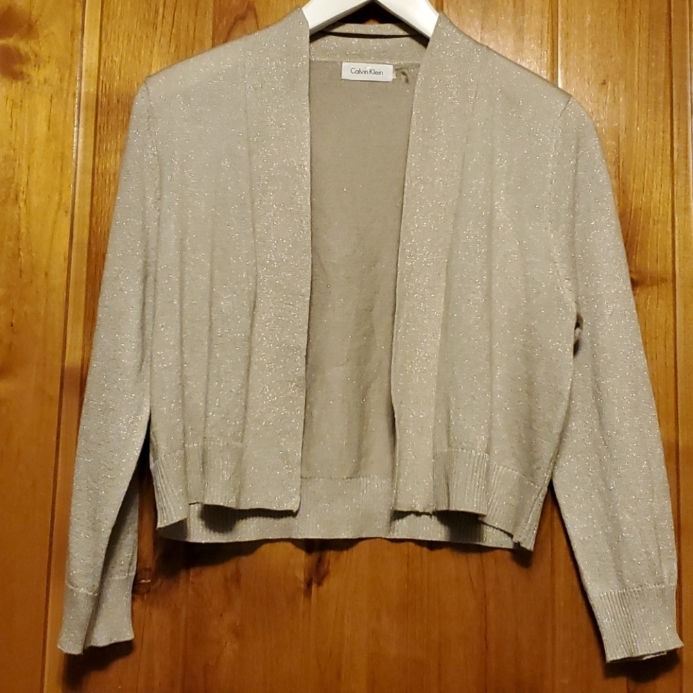 Calvin Klein gold open front shrug